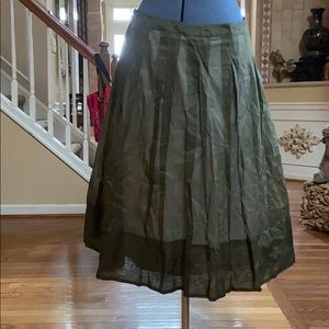 Talbots olive green pleated skirt